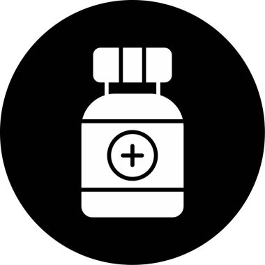 İlaç şişesi. Web simgesi basit illüstrasyon