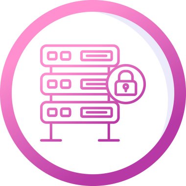 Şifrelenmiş sunucu simgesi, vektör illüstrasyonu basit tasarım