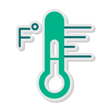 Fahrenheit Derece ile termometre simgesi, vektör illüstrasyonu