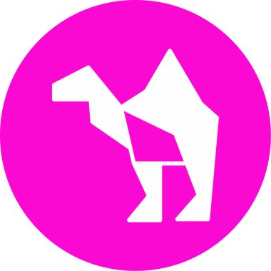 Origami tarzında deve simgesi, vektör illüstrasyonu 