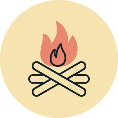 şenlik ateşi simgesi, ağ basit illüstrasyon