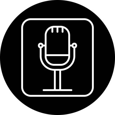 Retro mikrofon simgesi, vektör çizim 