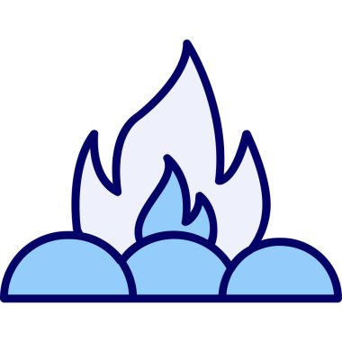 Kamp ateşi simgesi, vektör illüstrasyonu, düz tasarım 