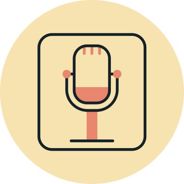 Retro mikrofon simgesi, vektör çizim 