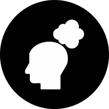 Düşünen baş simgesi, vektör çizimi basit tasarım