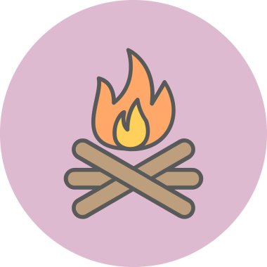 şenlik ateşi simgesi, ağ basit illüstrasyon