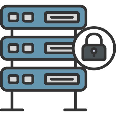 Şifrelenmiş sunucu simgesi, vektör illüstrasyonu basit tasarım