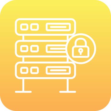 Şifrelenmiş sunucu simgesi, vektör illüstrasyonu basit tasarım