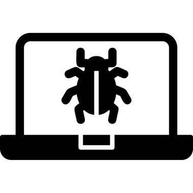 bilgisayar zararlı yazılım simgesi, vektör illüstrasyonu basit tasarım