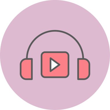 Podacast Dinleme eşleşmeli ikon vektör çizimi