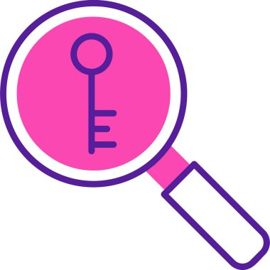 Anahtarlı büyüteç, vektör illüstrasyonu basit tasarım