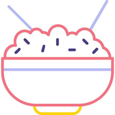 Pirinç kasesi. Web simgesi basit illüstrasyon            