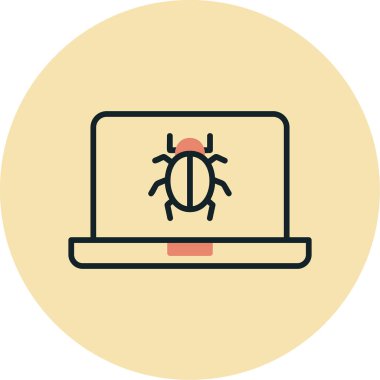 bilgisayar zararlı yazılım simgesi, vektör illüstrasyonu basit tasarım