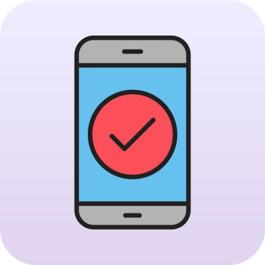 Tik işaretli telefon, vektör illüstrasyonu basit tasarım