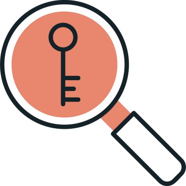 Anahtarlı büyüteç, vektör illüstrasyonu basit tasarım