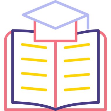 Kitap sembollü ikon çalış. Eğitim. Vektör illüstrasyonu