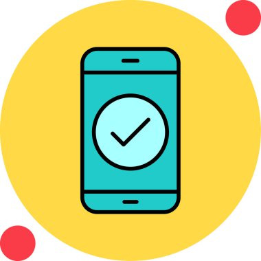 Tik işaretli telefon, vektör illüstrasyonu basit tasarım