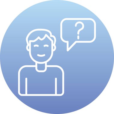 Müşteri Soru simgesi, vektör illüstrasyonu. Logotype. Konuşma balonunda soru işareti olan çocuk Avatar 'ı  