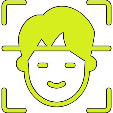 Yüz Tanıma vektör simgesi izole edildi. Yüz logosu taranıyor.