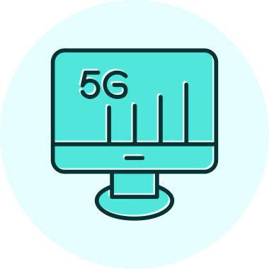 5G Monitör. Web simgesi basit illüstrasyon          