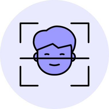 Yüz Tanıma simgesi, vektör illüstrasyonu basit tasarım