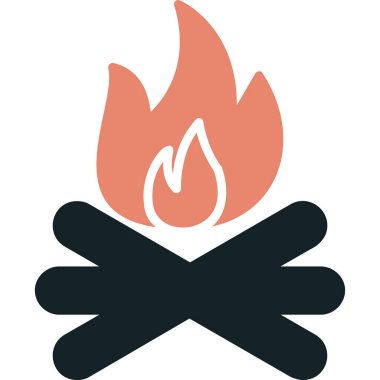 şenlik ateşi simgesi, ağ basit illüstrasyon