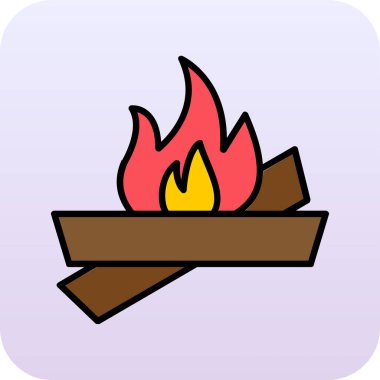 şenlik ateşi simgesi, ağ basit illüstrasyon