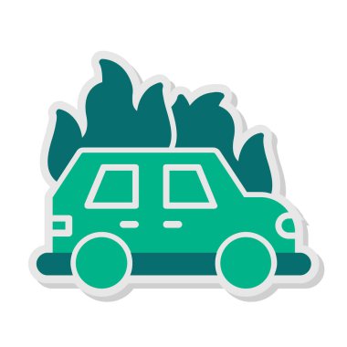 Araba yanıyor. Web simgesi basit illüstrasyon