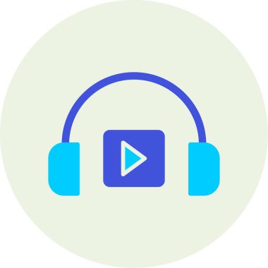 Podacast Dinleme eşleşmeli ikon vektör çizimi