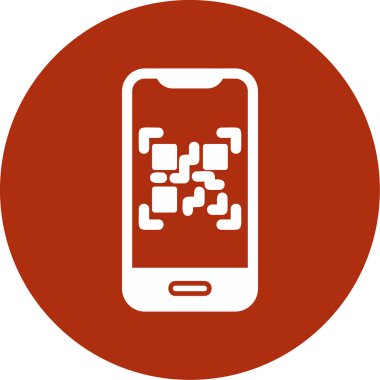 Cep telefonu ekranında QR kodu, vektör illüstrasyonu basit tasarım