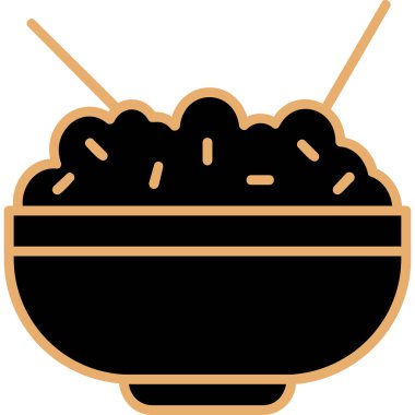 Pirinç kasesi. Web simgesi basit illüstrasyon            