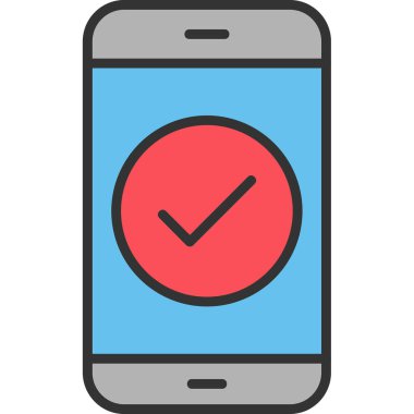 Tik işaretli telefon, vektör illüstrasyonu basit tasarım