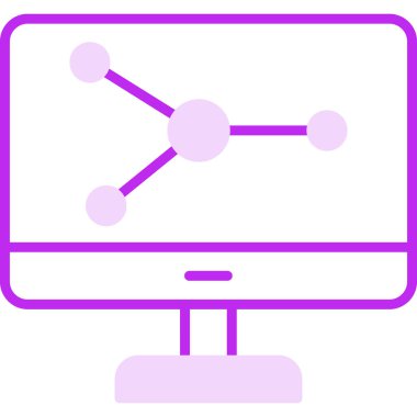 Bilgisayar Simülasyonu simgesi, vektör illüstrasyonu basit tasarım
