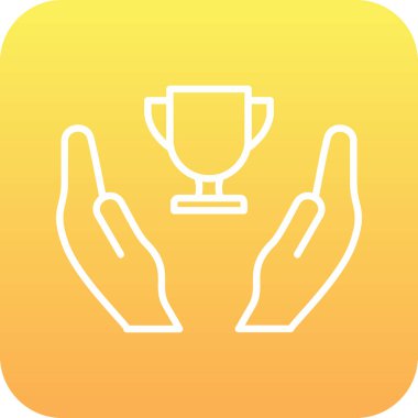 Galibiyet, kupa vektör simgesi ile eller