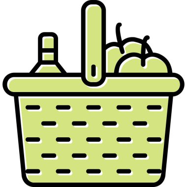 piknik sepeti simge vektör çizim