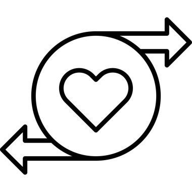 Kalp sembollü yeniden yükleme simgesi, vektör illüstrasyonu 