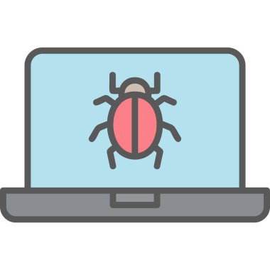 bilgisayar zararlı yazılım simgesi, vektör illüstrasyonu basit tasarım