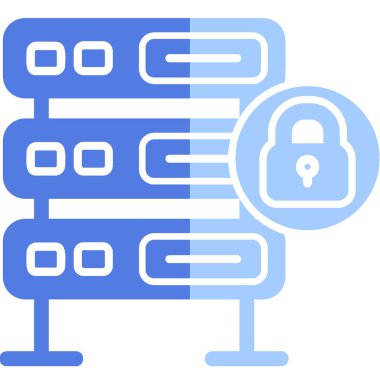 Şifrelenmiş sunucu simgesi, vektör illüstrasyonu basit tasarım