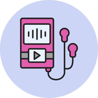 Müzik Oynatıcı web simgesi, vektör illüstrasyonu 