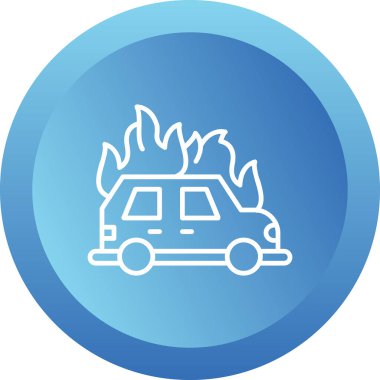 Araba yanıyor. Web simgesi basit illüstrasyon