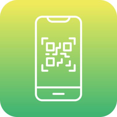 Cep telefonu ekranında QR kodu, vektör illüstrasyonu basit tasarım