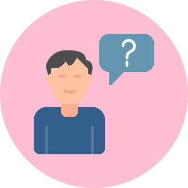 Müşteri Soru simgesi, vektör illüstrasyonu. Logotype. Konuşma balonunda soru işareti olan çocuk Avatar 'ı  