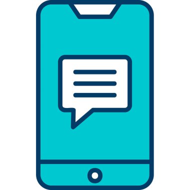 Ekran simgesinde konuşma balonu olan akıllı telefon, vektör illüstrasyon grafik tasarımı 