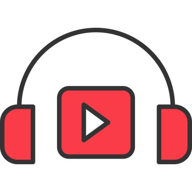 Podacast Dinleme eşleşmeli ikon vektör çizimi