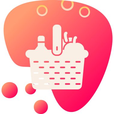 piknik sepeti simge vektör çizim