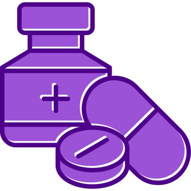 ilaç hapları simgesi, basit vektör illüstrasyonu 