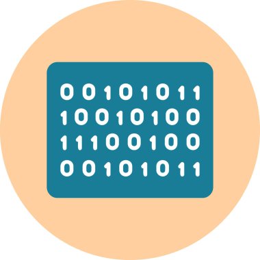 İkili Kod simgesi, vektör illüstrasyonu 