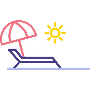 Yaz tatili, plaj ikonu, vektör illüstrasyonu