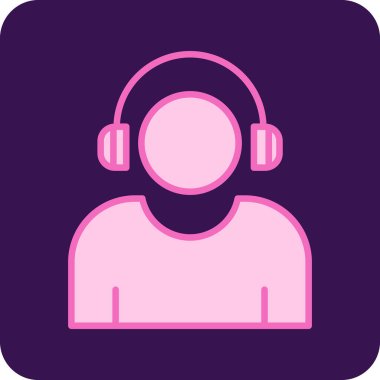 Etkilendirici kulaklık takar Web simgesi, vektör illüstrasyonu