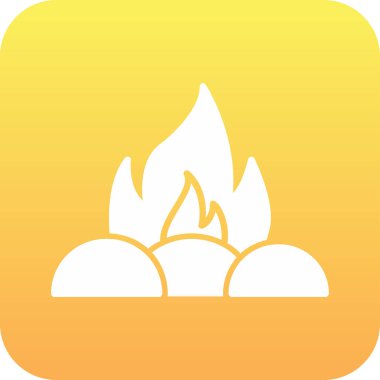 Kamp ateşi simgesi, vektör illüstrasyonu, düz tasarım 